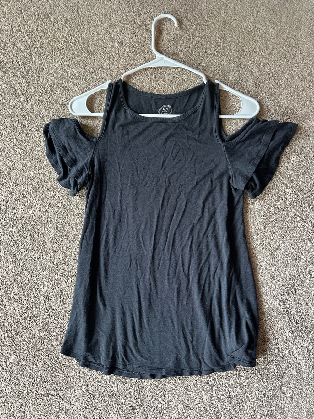 Maurices Dark Gray Cold-Shoulder Women’s Top
